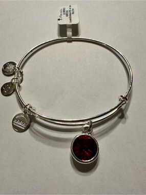 Alex and Ani Silver-Tone Bracelet with Garnet Birthstone Charm - Jan